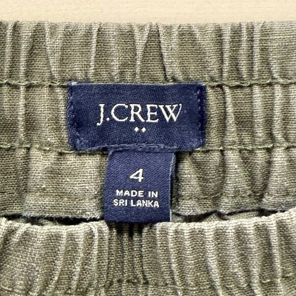J.Crew Linen Cotton Blend Jogger Pants Drawstring Waist in Olive Green,‎ Size 4 - Picture 4 of 9